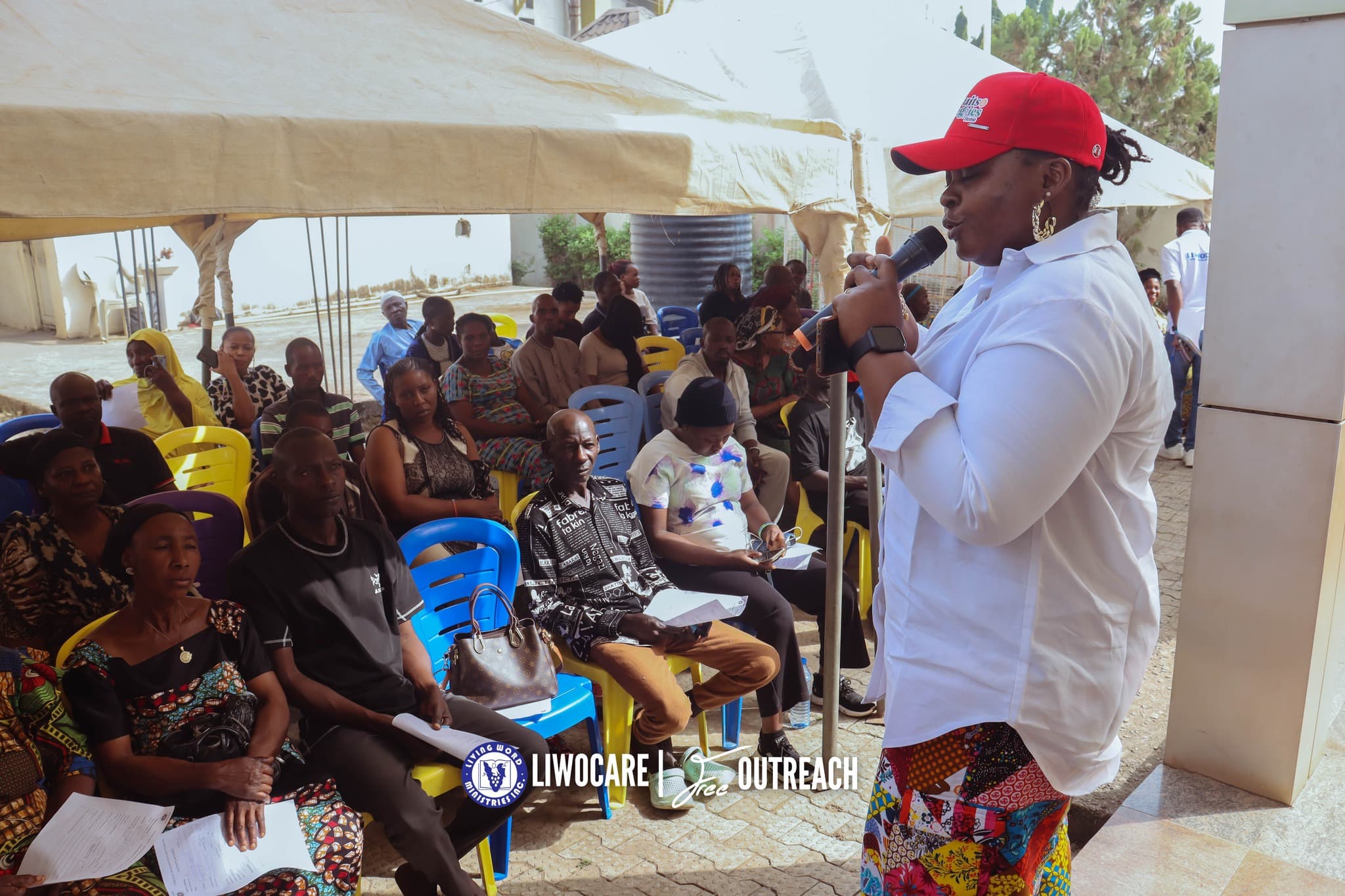 Hands reaching out in community support